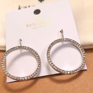 NEW Kate Spade Crystal Hoop Dangle Earrings in Silver